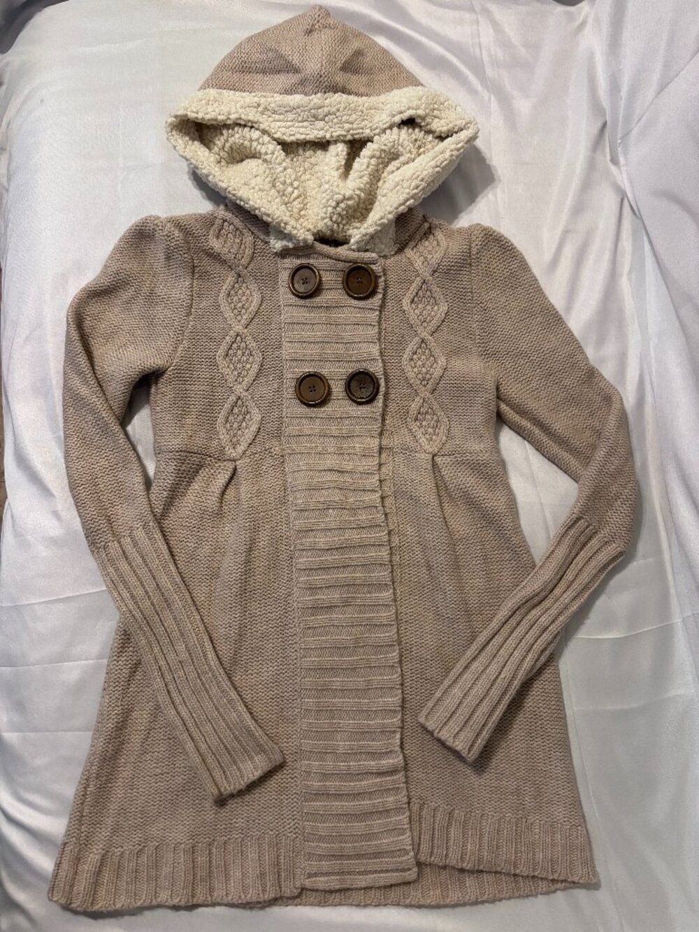 Women’s Take Out Sherpa-Lined Hooded Knit Cardigan Sweater – Small